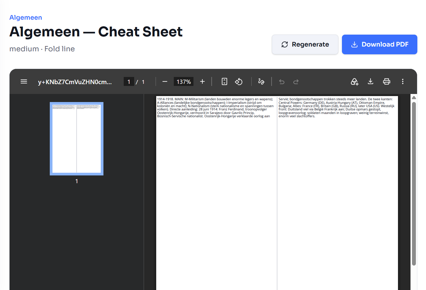 Cheat Sheets screen in Unrawel
