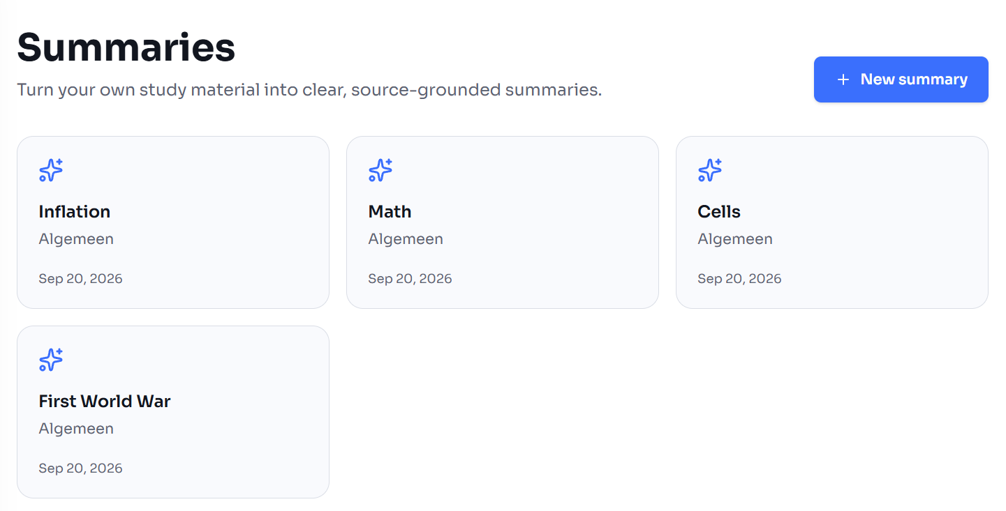 Summaries screen in Unrawel